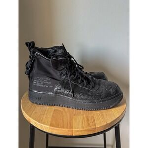 Nike Air Force 1 Mid Utility Triple Black Sneakers Size 6Y / Women's 7.5